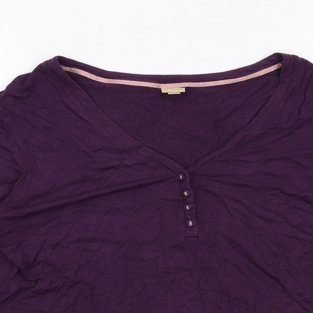 John Lewis Womens Purple Viscose Basic T-Shirt Size 18 V-Neck