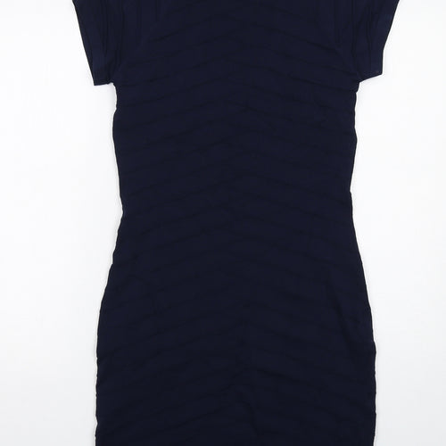 French Connection Womens Blue Viscose Shift Size 14 V-Neck Pullover