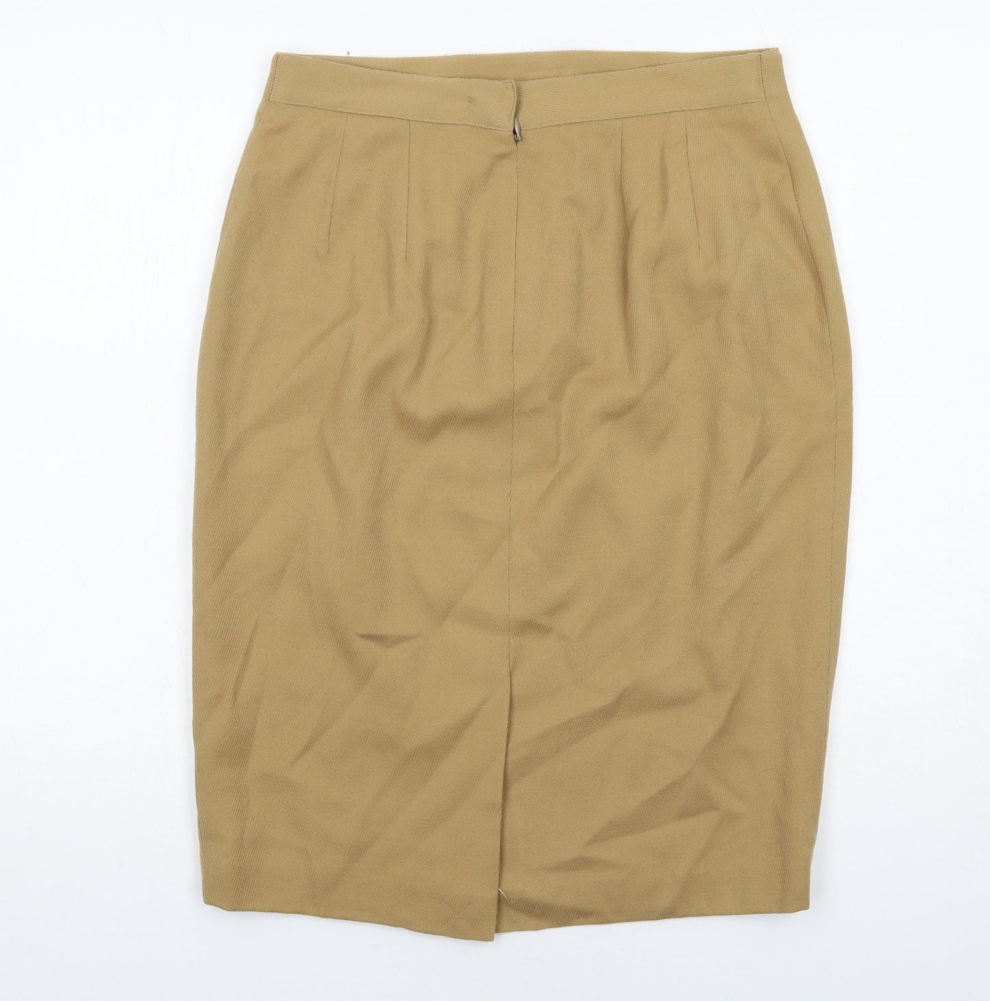 Theo Miles Womens Beige Wool Straight & Pencil Skirt Size 14 Zip