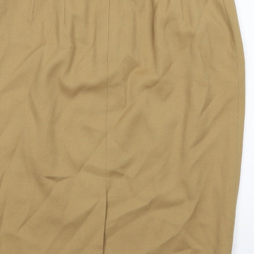 Theo Miles Womens Beige Wool Straight & Pencil Skirt Size 14 Zip