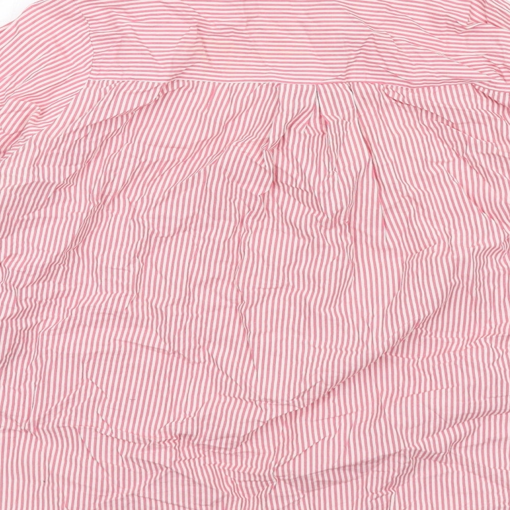 Dorothy Perkins Womens Pink Striped Cotton Basic Button-Up Size 14 Collared