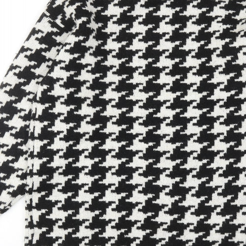 H&M Womens Black Houndstooth Polyester Jumper Dress Size XS Round Neck Pullover