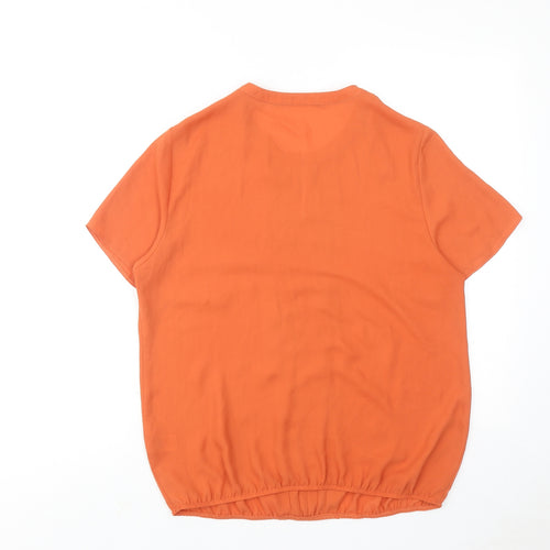 Bonmarché Womens Orange Polyester Basic Blouse Size 12 Round Neck - Front Pleat Detail
