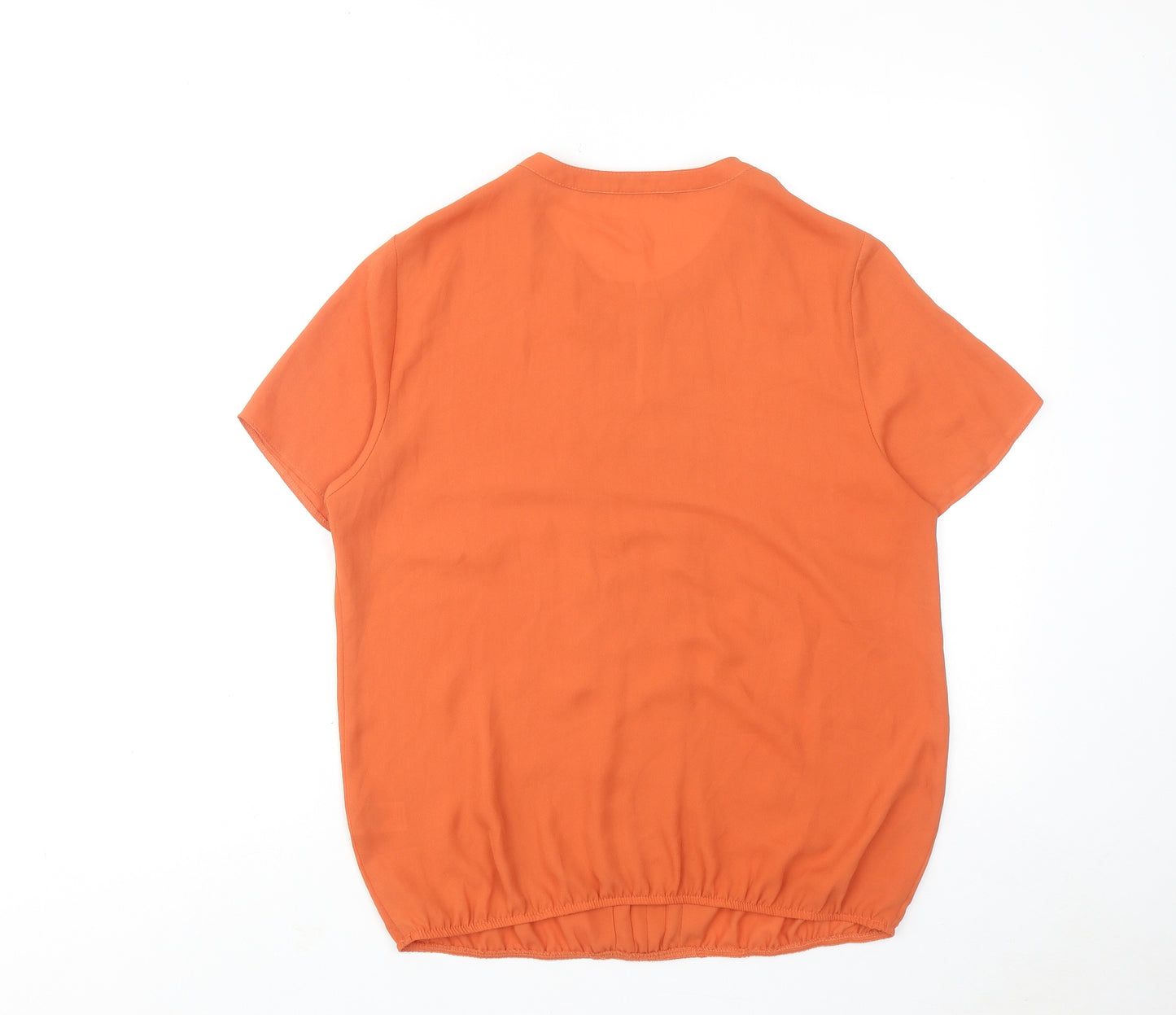 Bonmarché Womens Orange Polyester Basic Blouse Size 12 Round Neck - Front Pleat Detail