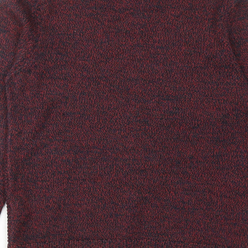 Topman Mens Red Round Neck Acrylic Pullover Jumper Size S Long Sleeve