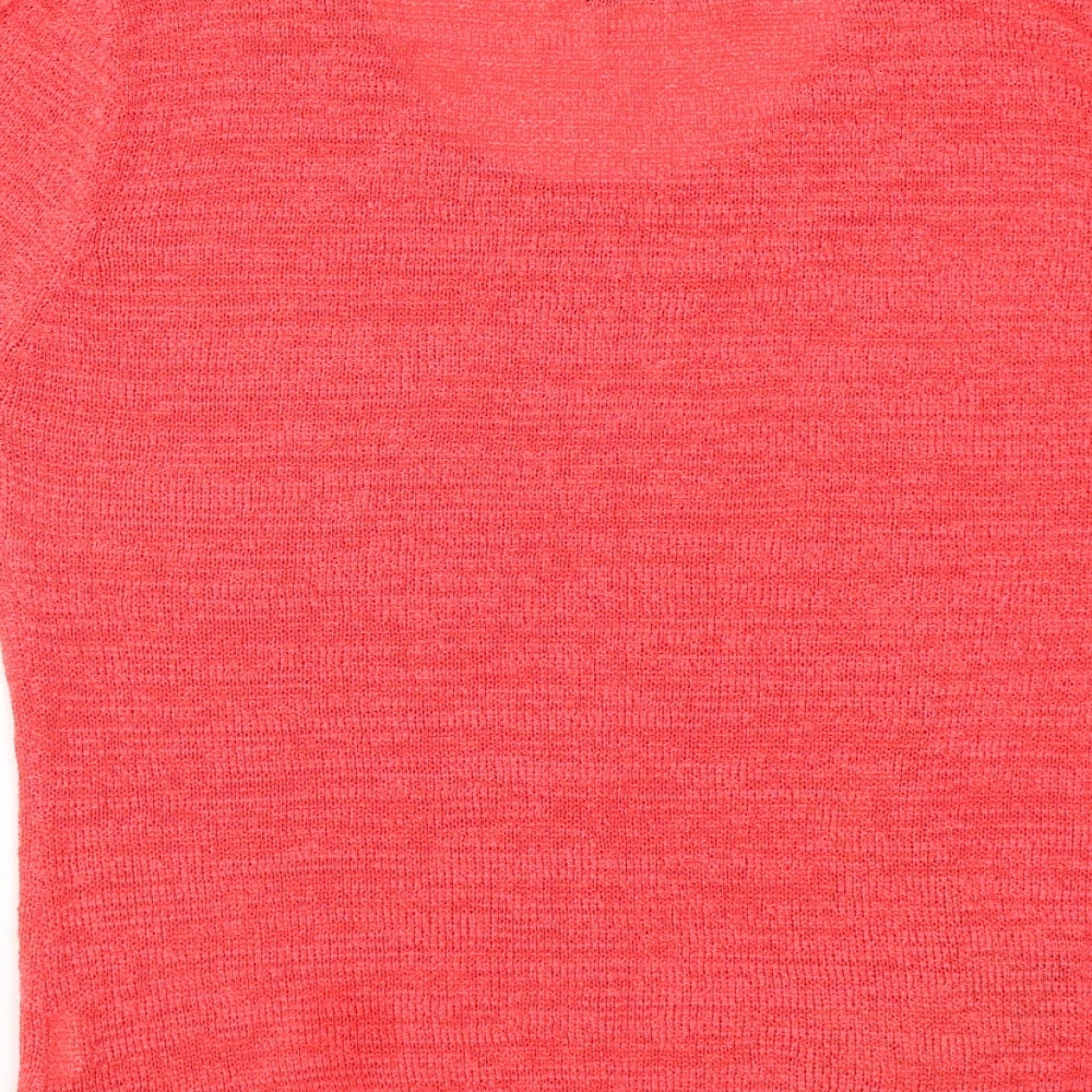 Saloos Womens Pink Round Neck Polyester Pullover Jumper Size M - Flower Detail