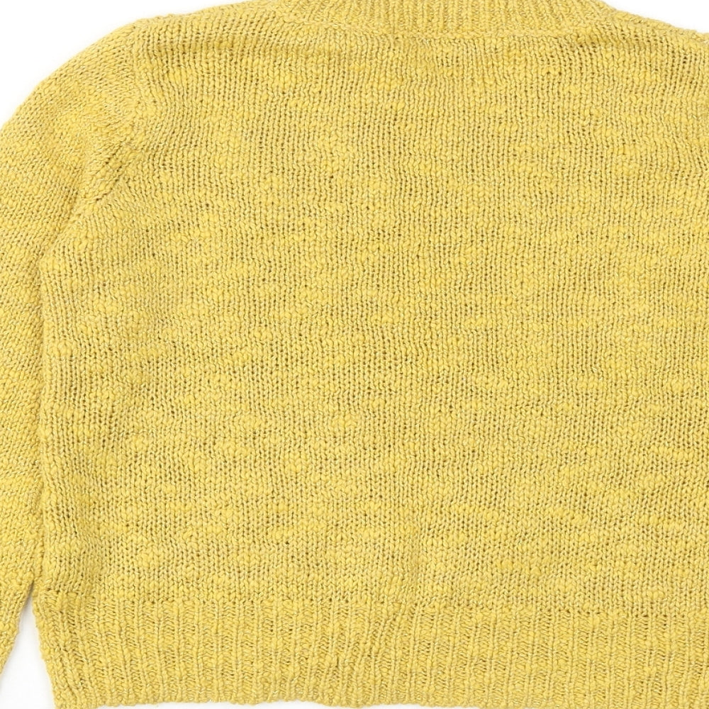 FOREVER 21 Womens Yellow Round Neck Acrylic Pullover Jumper Size S