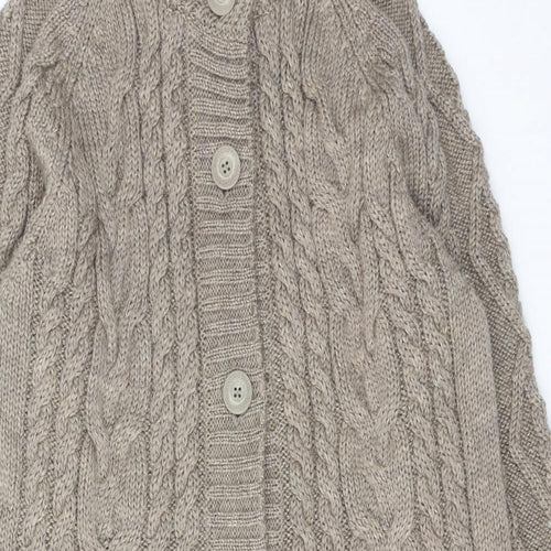 Woolovers Womens Brown High Neck Wool Cardigan Jumper Size L