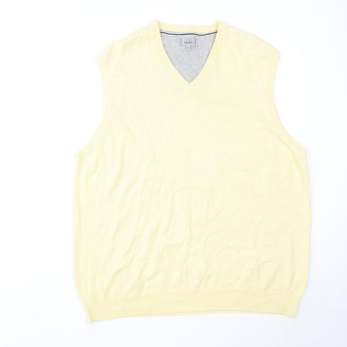 Marks and Spencer Mens Yellow V-Neck Acrylic Vest Jumper Size XL Sleeveless