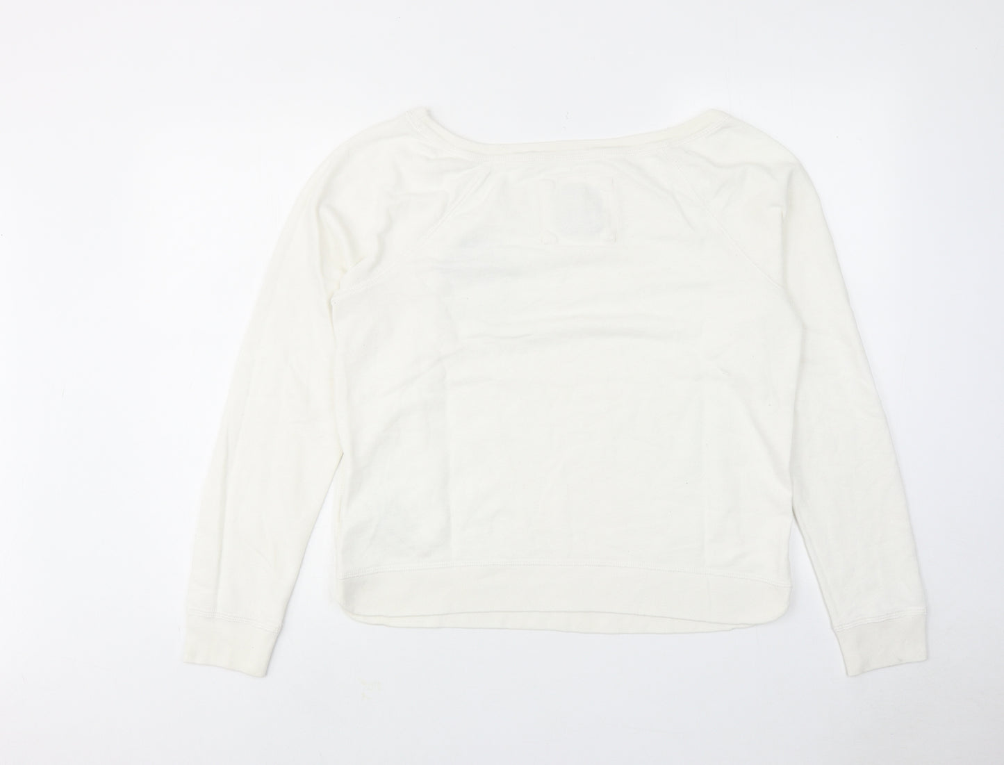 Abercrombie & Fitch Womens White Cotton Pullover Sweatshirt Size L Pullover