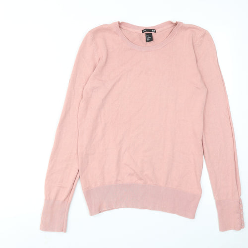 H&M Womens Pink Round Neck Cotton Pullover Jumper Size S