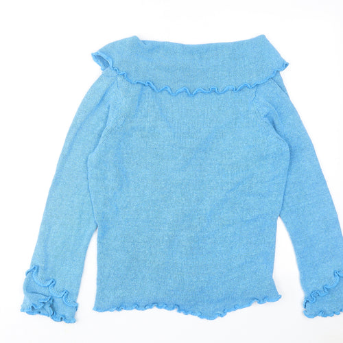 Per Una Womens Blue V-Neck Silk Cardigan Jumper Size L