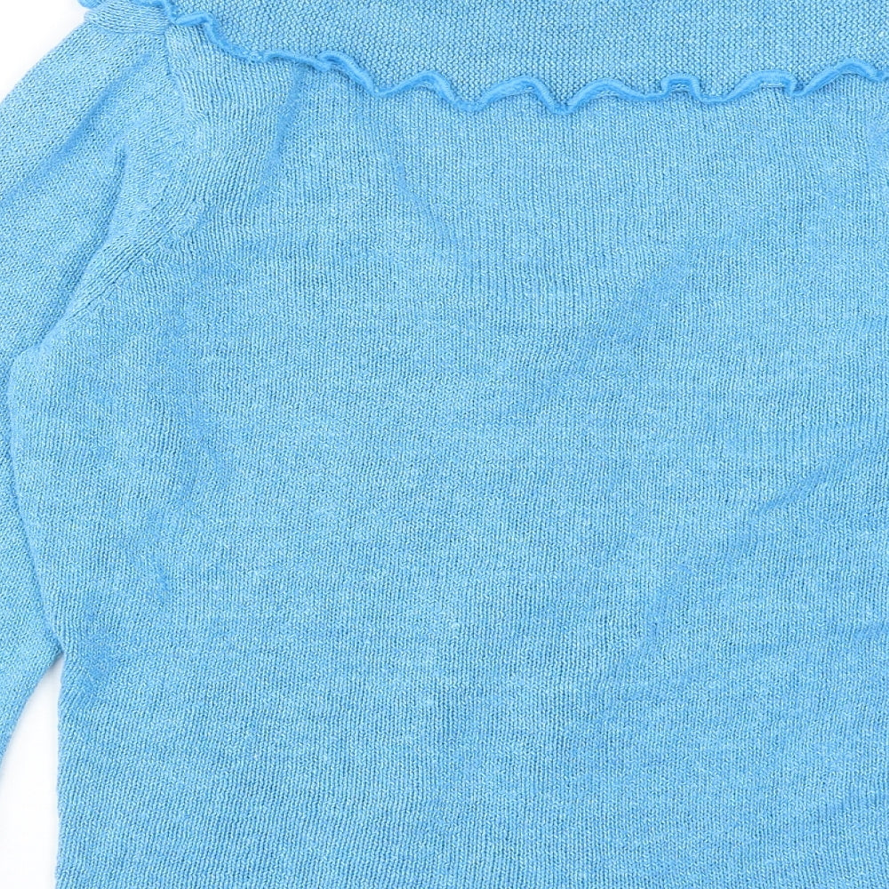 Per Una Womens Blue V-Neck Silk Cardigan Jumper Size L