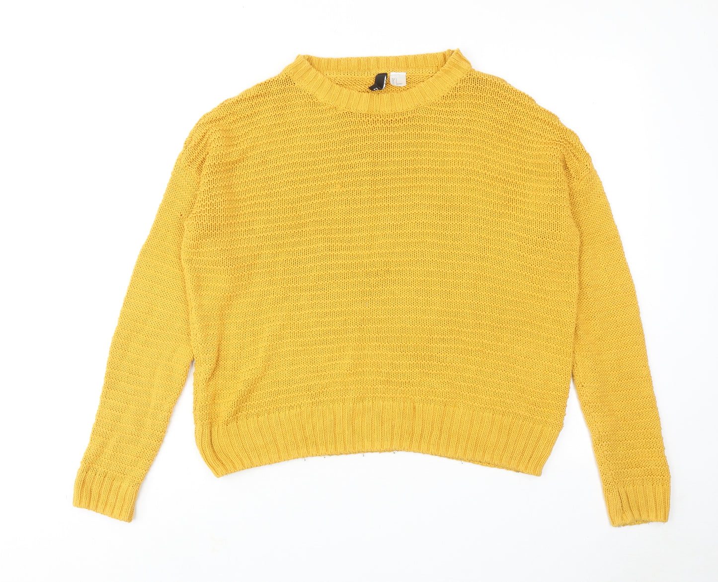 H&M Womens Yellow Round Neck Acrylic Pullover Jumper Size S