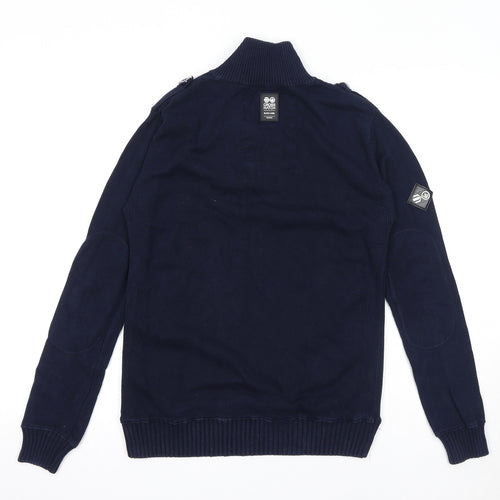 Crosshatch Mens Blue Cotton Henley Sweatshirt Size S