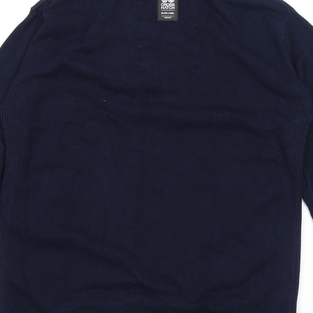 Crosshatch Mens Blue Cotton Henley Sweatshirt Size S