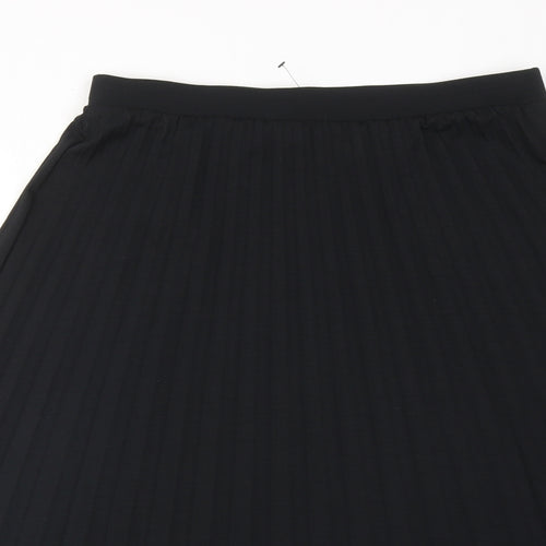 Marks and Spencer Womens Black Polyester Pleated Skirt Size 12