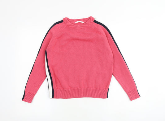GOODMOVE Womens Pink Round Neck Cotton Pullover Jumper Size S