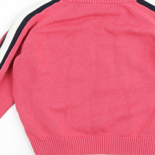 GOODMOVE Womens Pink Round Neck Cotton Pullover Jumper Size S