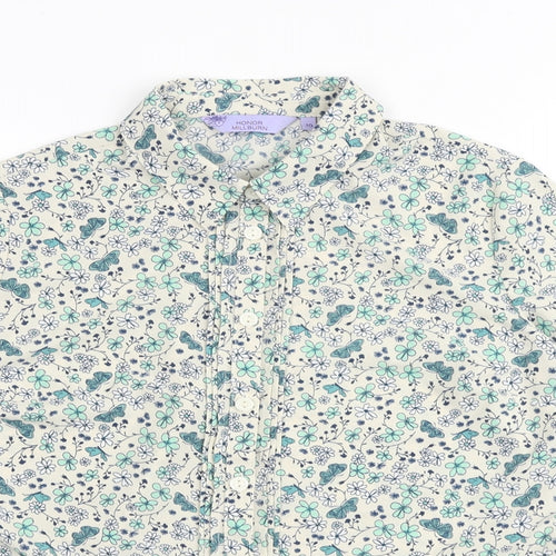 EWM Womens Multicoloured Floral Polyester Basic Button-Up Size 10 Collared