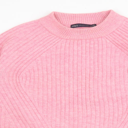 Marks and Spencer Womens Pink Round Neck Acrylic Pullover Jumper Size XS