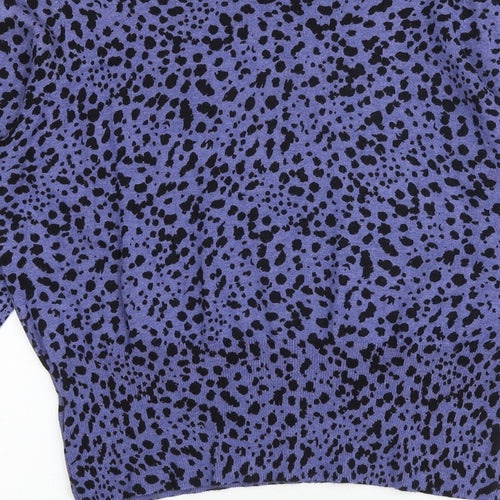 Marks and Spencer Womens Multicoloured Round Neck Animal Print Viscose Pullover Jumper Size 14 - Cheetah Print