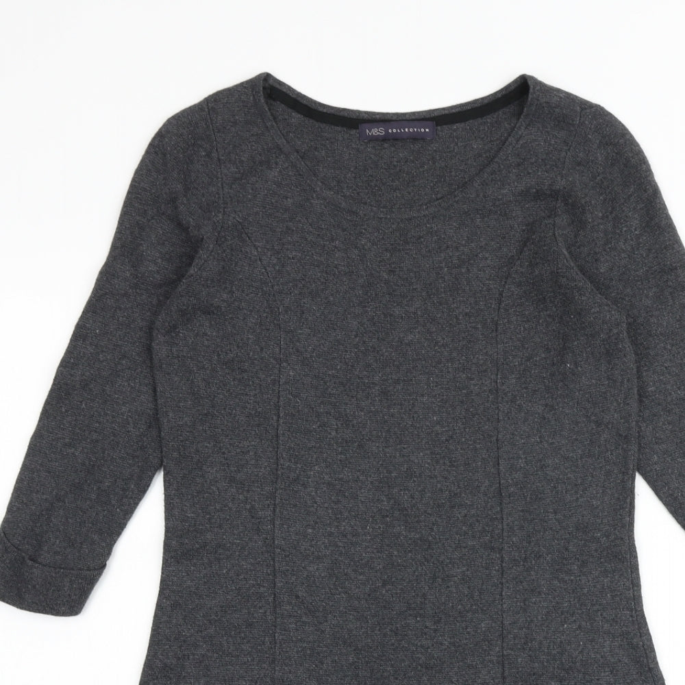 Marks and Spencer Womens Grey Polyamide A-Line Size 8 Round Neck Pullover