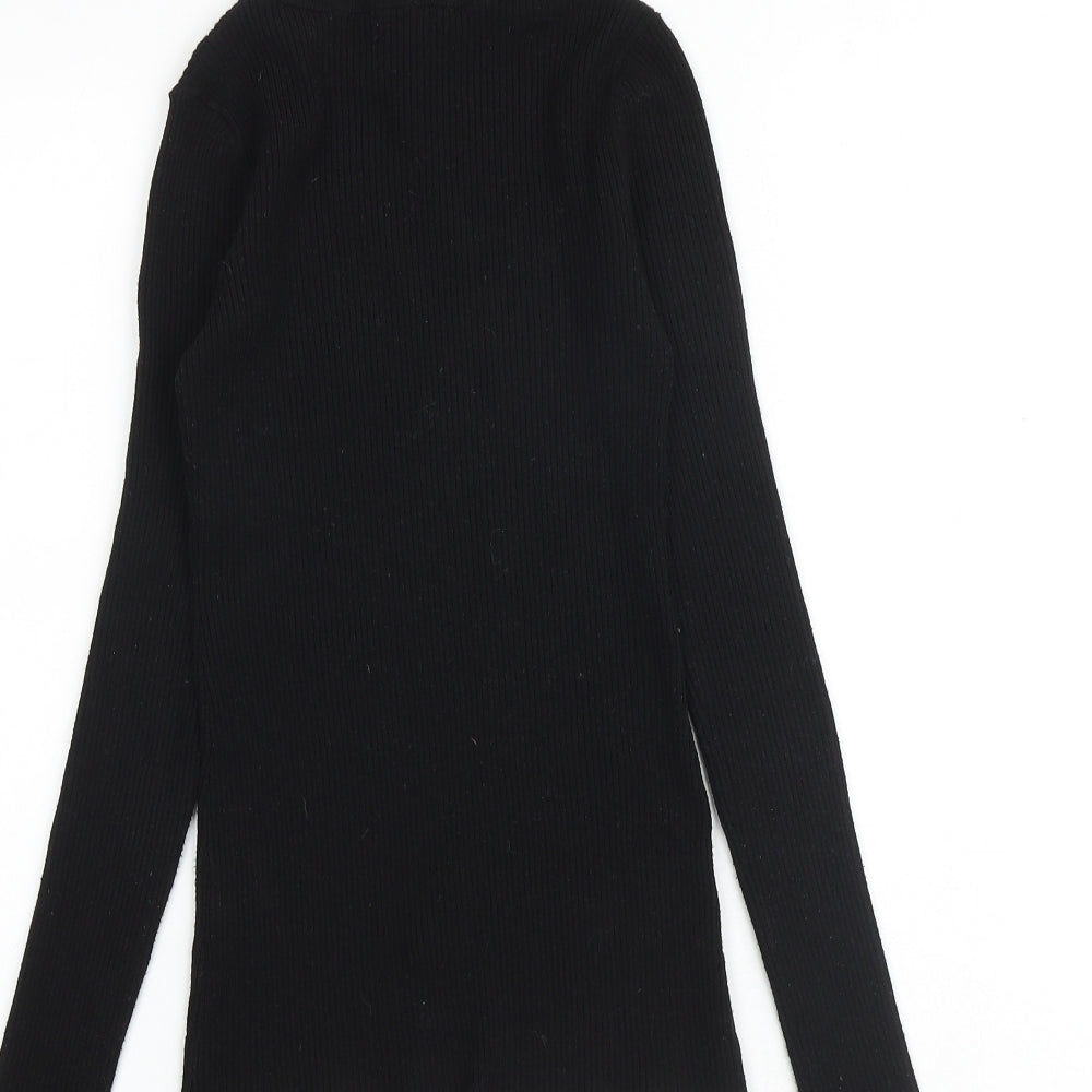 River Island Womens Black Mock Neck Polyester Pullover Jumper Size 6