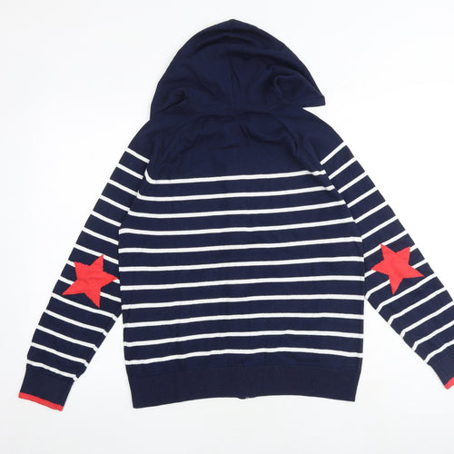 Joules Womens Blue Striped Cotton Full Zip Hoodie Size 12 Zip - Star detail on sleeves