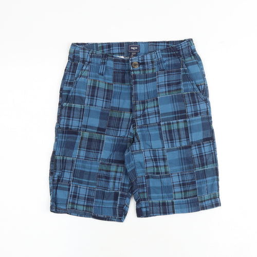 Gap Boys Blue Plaid 100% Cotton Bermuda Shorts Size 10 Years Regular Zip