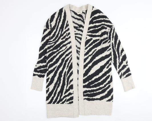 Yes Lola Womens Multicoloured V-Neck Animal Print Cotton Cardigan Jumper Size S - Tiger Print