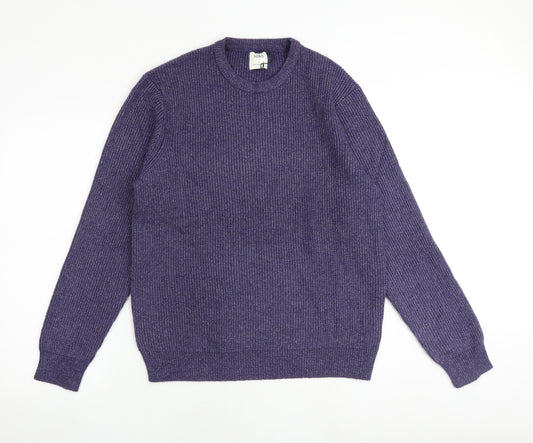 Marks and Spencer Mens Purple Round Neck Polyamide Pullover Jumper Size L Long Sleeve
