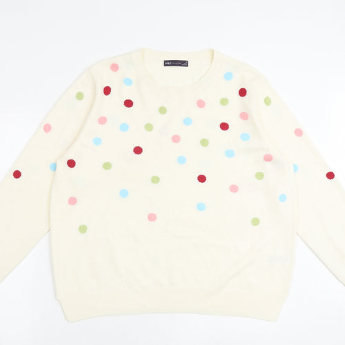 Marks and Spencer Womens Multicoloured Round Neck Polka Dot Acrylic Pullover Jumper Size 16
