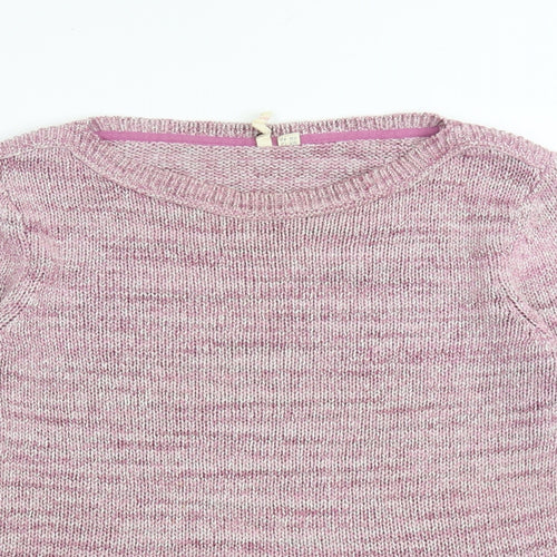 White Stuff Womens Pink Boat Neck Cotton Pullover Jumper Size 12