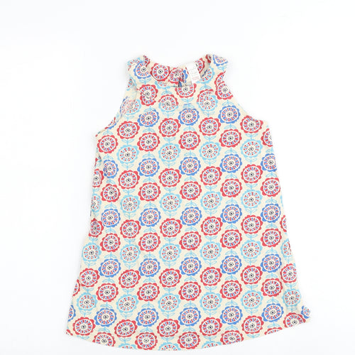 Mini Club Girls Multicoloured Geometric 100% Cotton Shift Size 5-6 Years Boat Neck Button