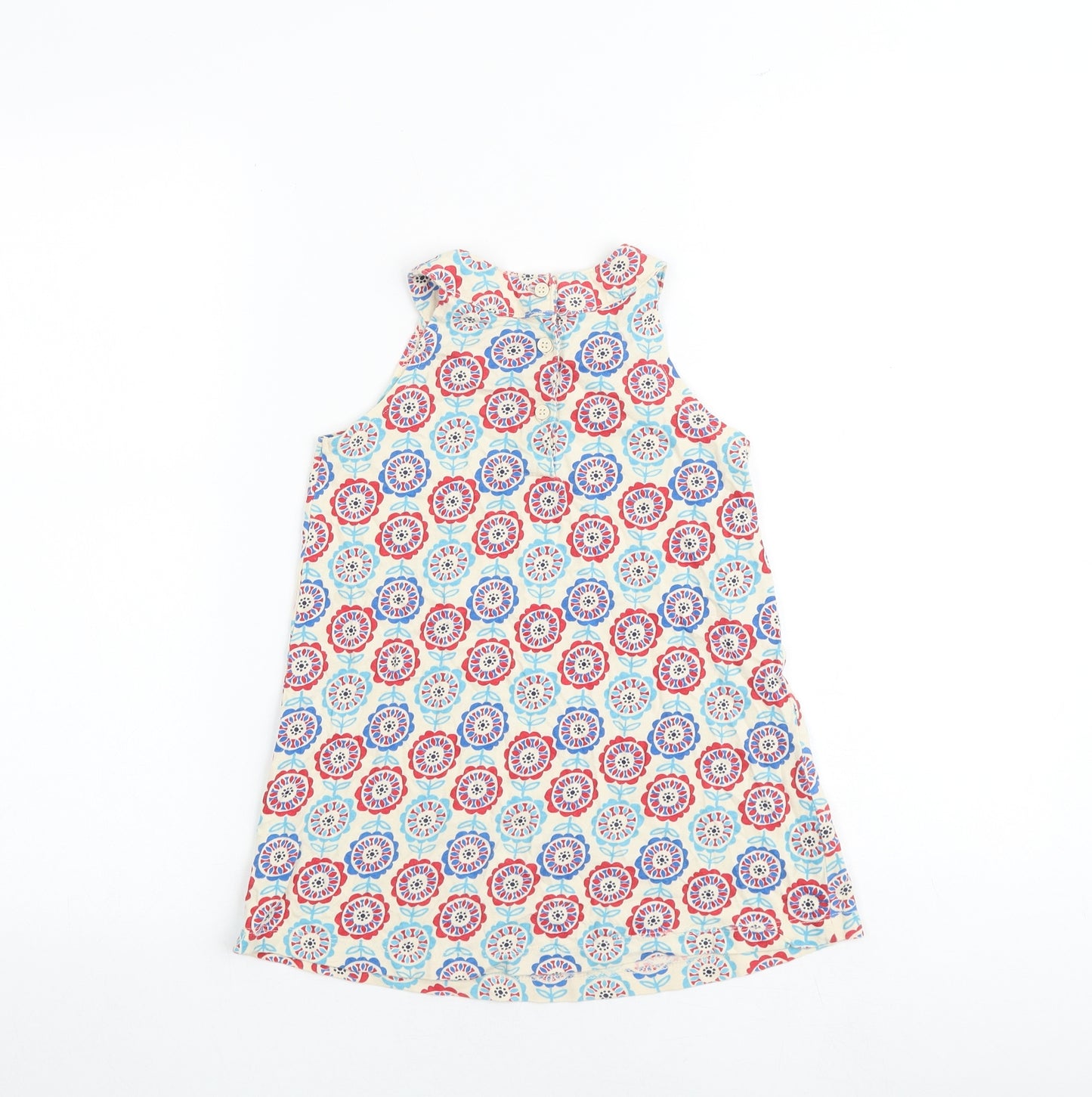 Mini Club Girls Multicoloured Geometric 100% Cotton Shift Size 5-6 Years Boat Neck Button