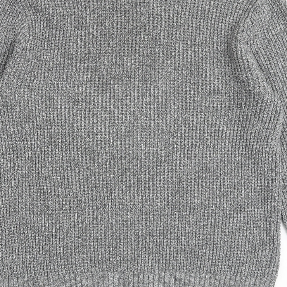 Marks and Spencer Mens Grey Round Neck Cotton Pullover Jumper Size L Long Sleeve