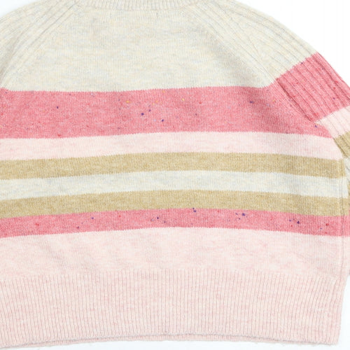 Marks and Spencer Womens Multicoloured Mock Neck Striped Acrylic Pullover Jumper Size XS