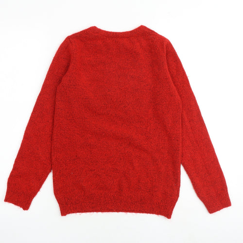 NEXT Womens Red Roll Neck Acrylic Pullover Jumper Size 6 - Pigs In Blankets Christmas