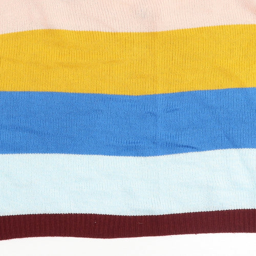H&M Womens Multicoloured Round Neck Striped Acrylic Pullover Jumper Size M