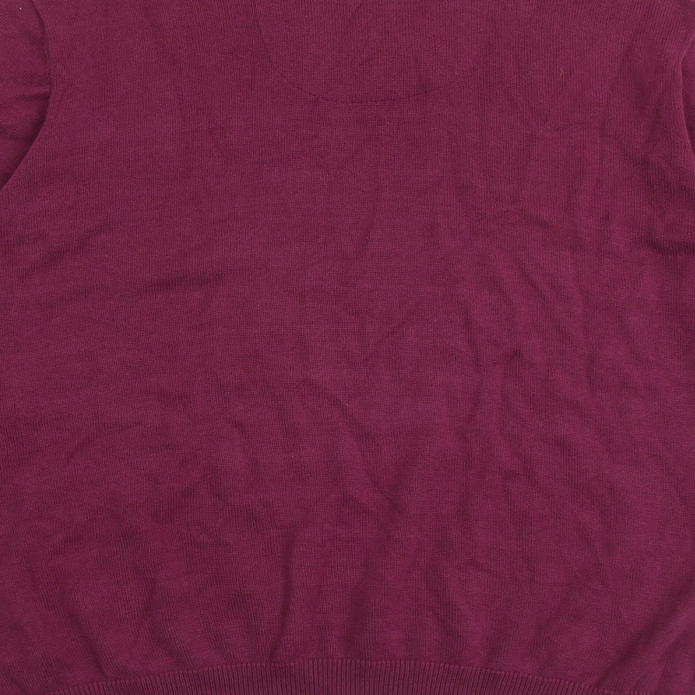 Marks and Spencer Mens Purple V-Neck Cotton Pullover Jumper Size XL Long Sleeve
