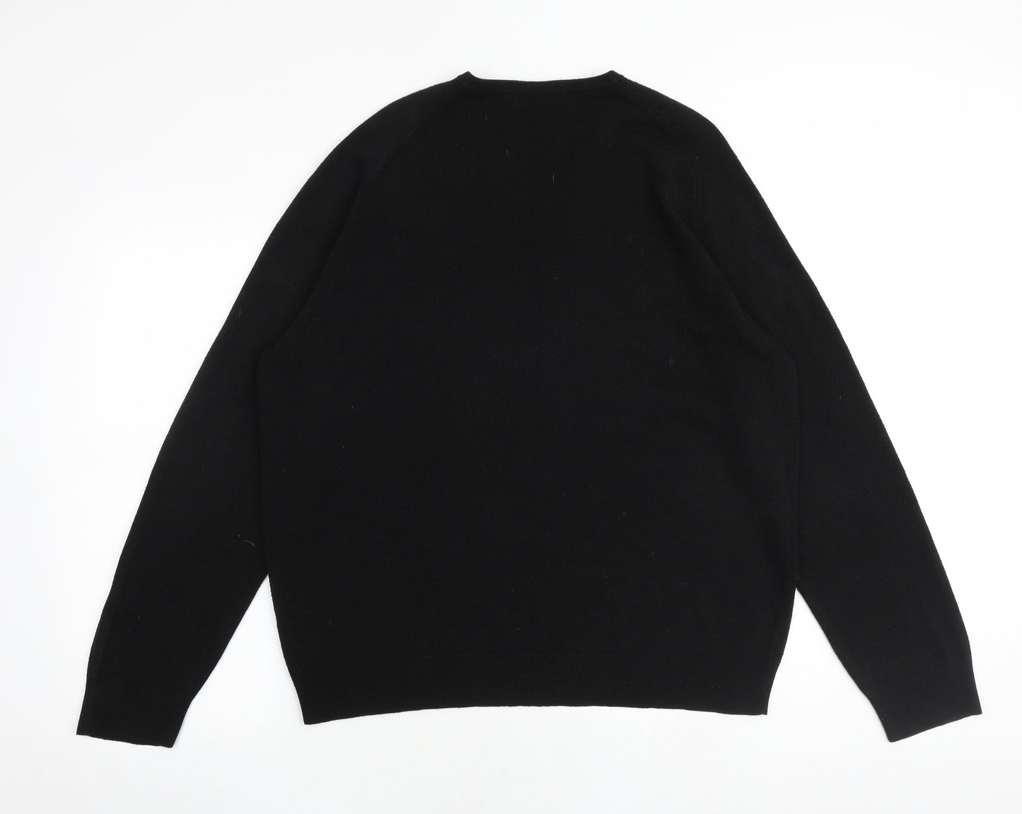 Marks and Spencer Mens Black V-Neck Acrylic Pullover Jumper Size XL Long Sleeve