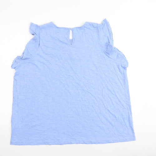 Marks and Spencer Womens Blue 100% Cotton Basic Tank Size 24 Round Neck