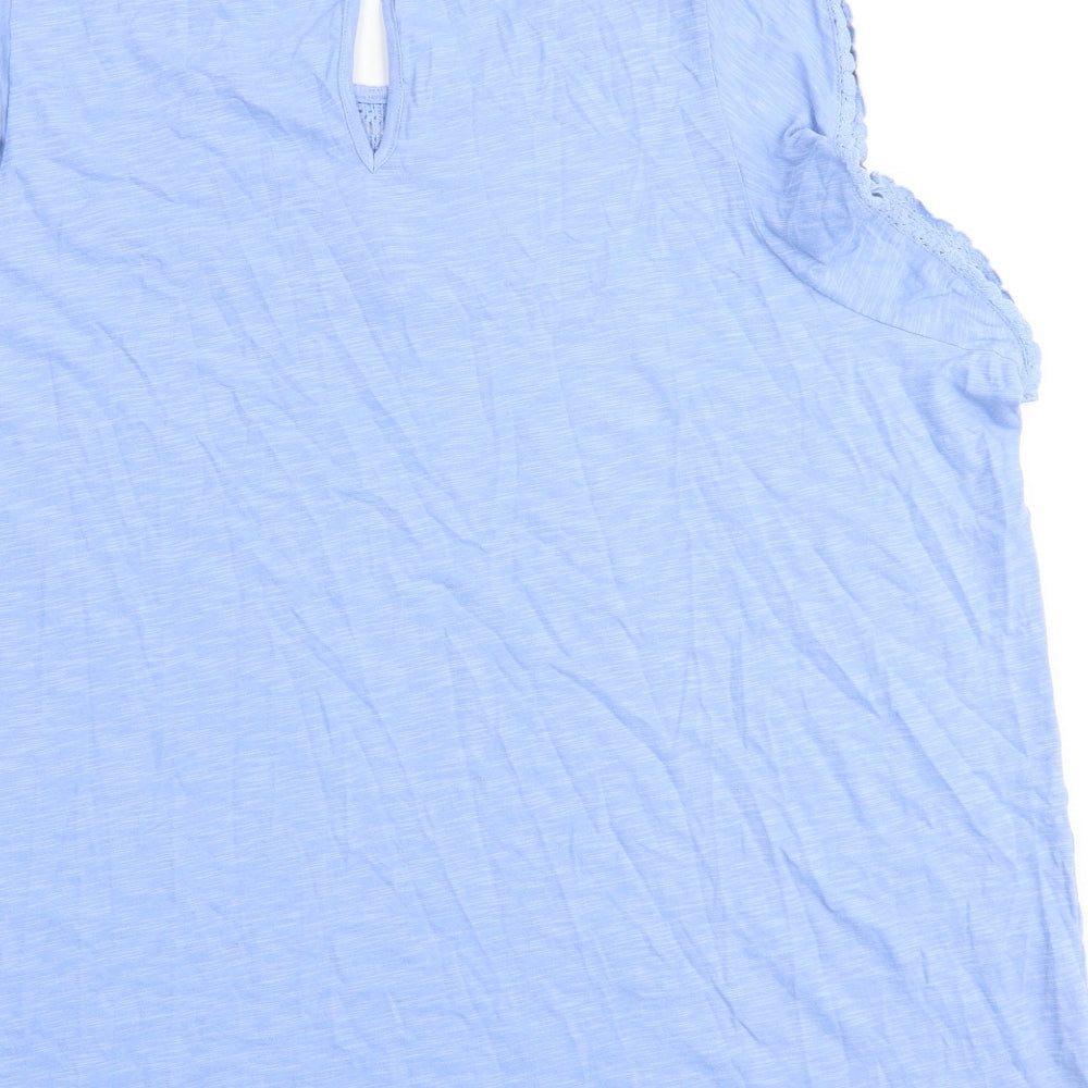 Marks and Spencer Womens Blue 100% Cotton Basic Tank Size 24 Round Neck