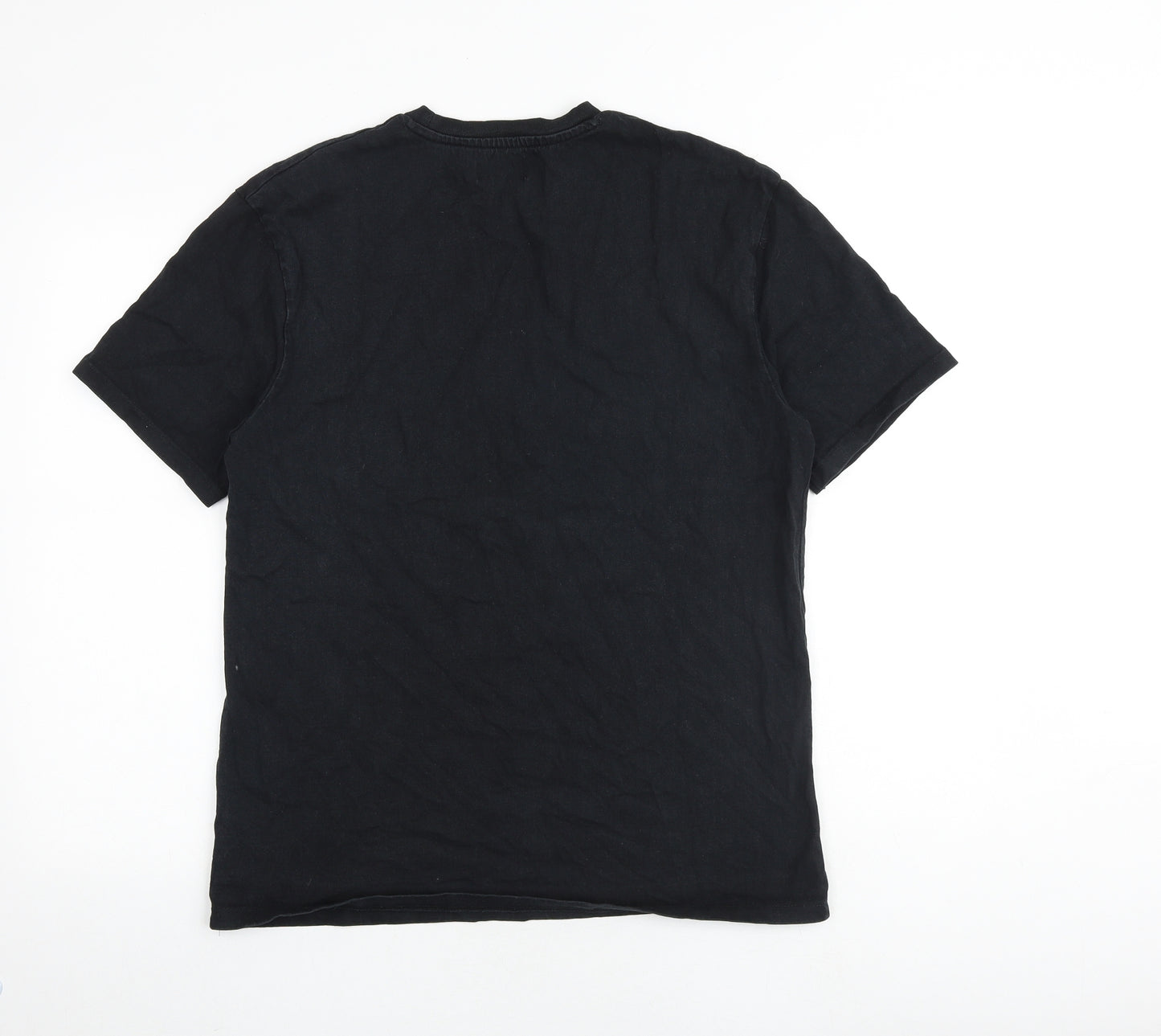 Topman Mens Black Cotton T-Shirt Size S Round Neck