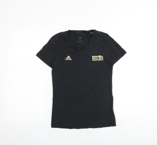 adidas Womens Black Cotton Basic T-Shirt Size S Round Neck - BMW Berlin Marathon 2020