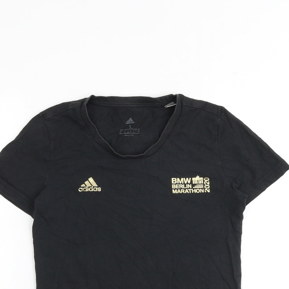 adidas Womens Black Cotton Basic T-Shirt Size S Round Neck - BMW Berlin Marathon 2020