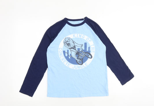 Gap Boys Blue 100% Cotton Basic T-Shirt Size 10 Years Round Neck Pullover - King Of The Concrete Jungle