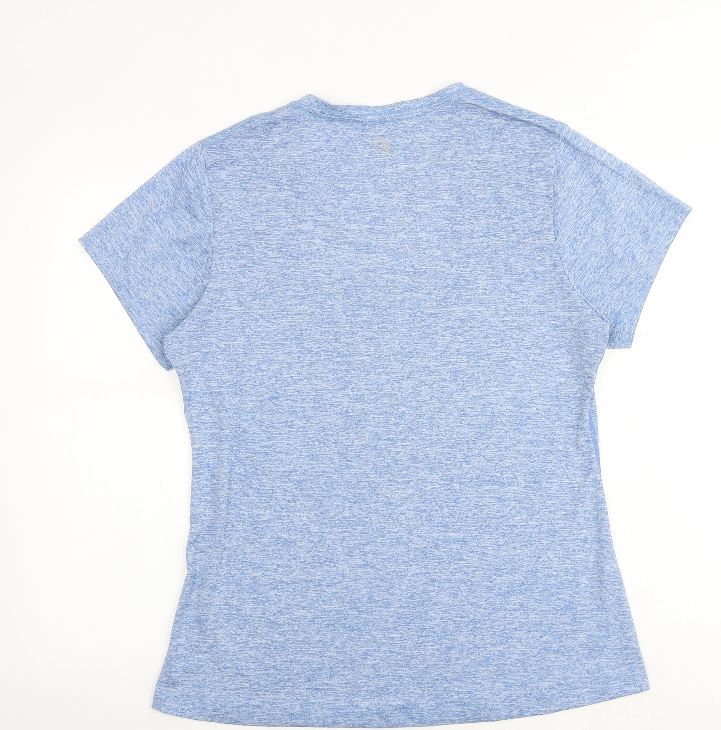 IcyZone Womens Blue Polyester Basic T-Shirt Size L V-Neck