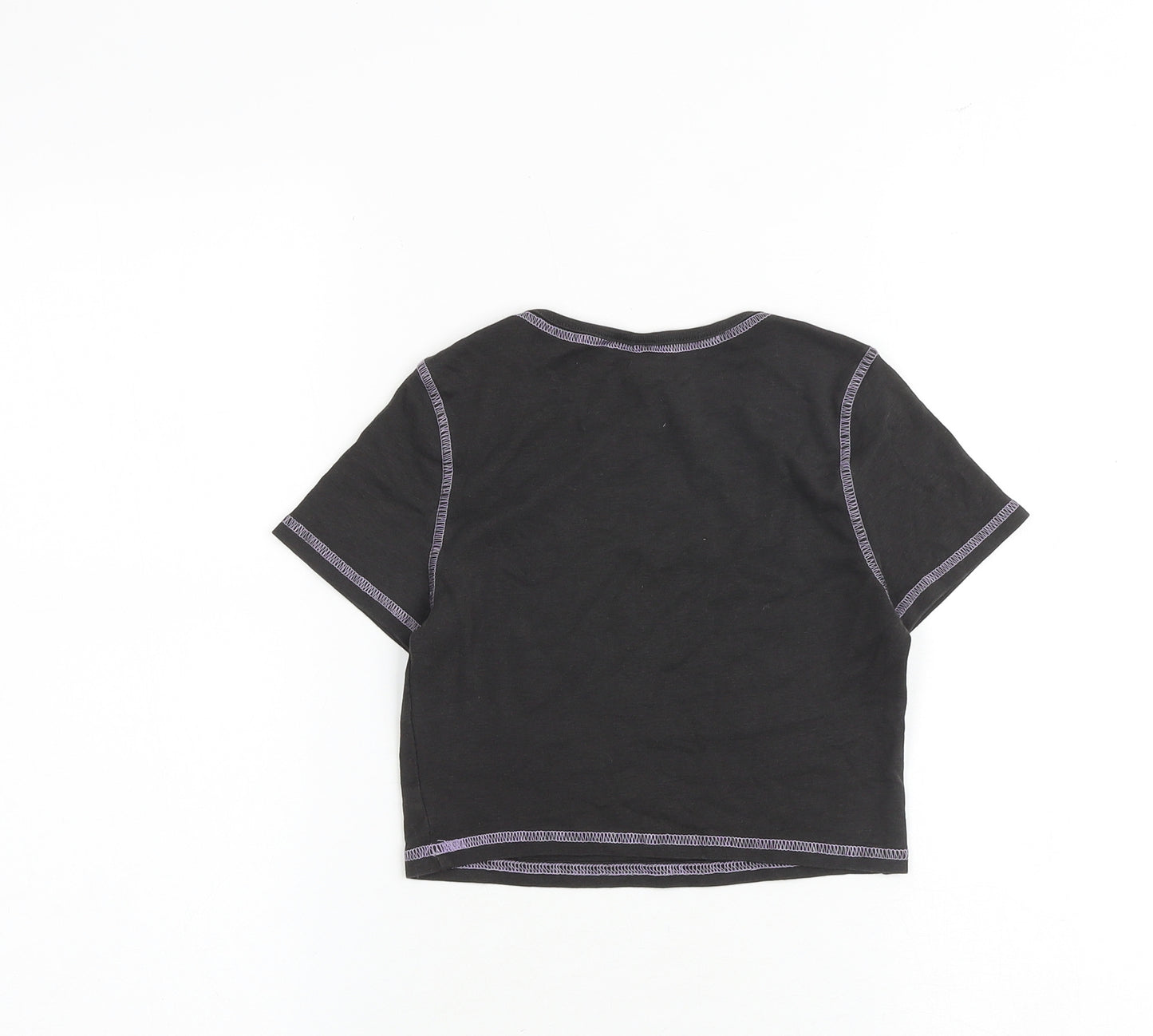 H&M Womens Grey 100% Cotton Cropped T-Shirt Size XS Round Neck - The Lazy Daze